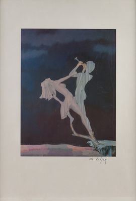 une image représentant un tableau où l'on voit une femme et un homme sur un rebord