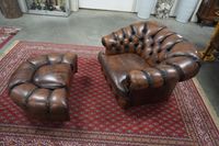 Canapé Chesterfield avec repose-pieds assorti - cuir marron (photo 4)