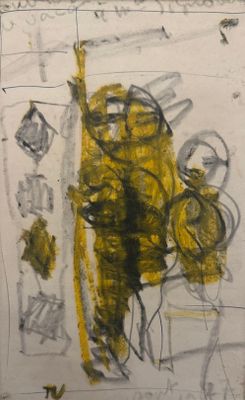 un dessin représentant une borne d'incendie jaune sur une feuille de papier