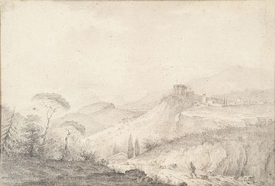 École du XIXe siècle "Scène pastorale aux ruines"