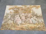 une ancienne tapisserie représentant un groupe de femmes dans un décor boisé