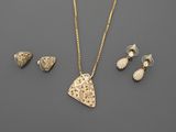 a gold plated necklace, earrings and ring set