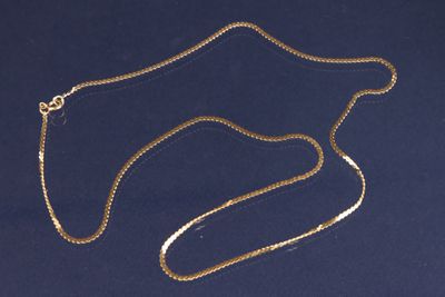 une image représentant un collier en or muni d'une chaîne