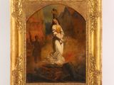 an old painting of a woman holding a baby in a gold frame