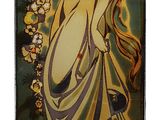 a picture of a picture of a woman on a tile