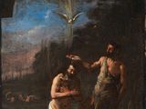 an image of a painting of two men in a cave