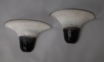 BARBINI MURANO Paire d'appliques en demi-cornets
