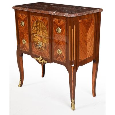 COMMODE TRANSITION à léger ressaut central en placage de boi… - Photo 1