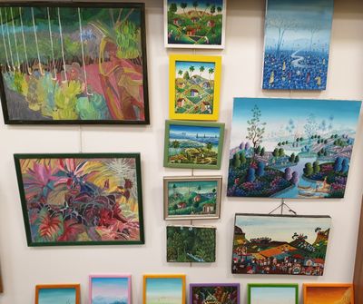 Lot de toiles haitienes, diverses dimensions