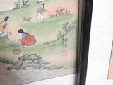a picture of a painting of people in a field