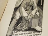 a drawing of a woman sitting on a chair in a book