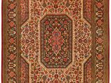 tapis persan antique à motif de médaillon sur fond rouge