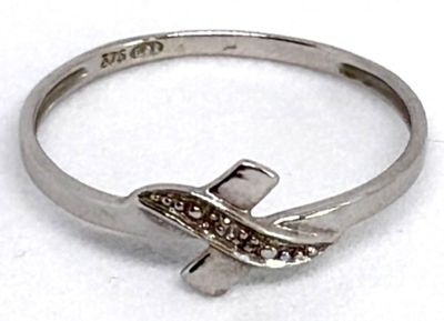 Bague en or blanc 9K 375ml ornée d'un diamant - Poinçon 375 …
