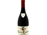 bottle of red wine with a white label on a white background