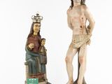 two statues of jesus and a woman with a crown on their heads