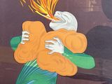 a painting of a man carrying a woman on his back