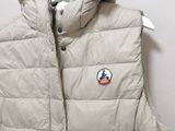 hooded vest with a logo on the front