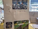 a display case that has a bunch of items on it