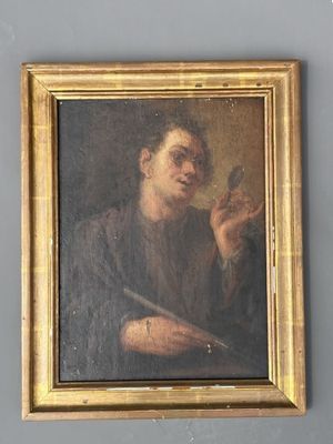 un tableau représentant un homme tenant un couteau à la main