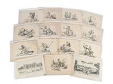 beaucoup de vieilles cartes postales sur lesquelles figurent des dessins de personnes