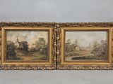 pair of 19th century oil paintings on canvas of rural scene