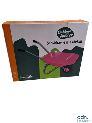 a box with a pink wheelbarrow and a green wheelbarrow