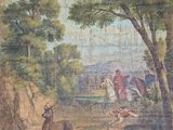 une image représentant un tableau où l'on voit un homme à cheval poursuivant un cerf