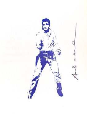 an image of a blue and white drawing of a man with a sword