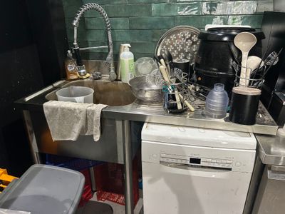 a kitchen with a sink, dishwasher, and a dishwasher