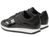 a picture of a pair of black sneakers on a white background