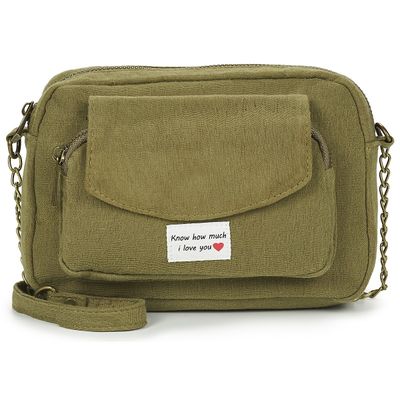 sac à bandoulière en toile vert olive avec une bandoulière en chaîne