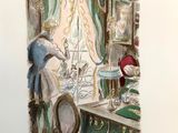 une photo d'un tableau représentant une femme assise à une table