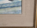 a picture of a painting of a vase of flowers on a table
