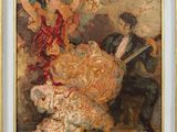 une image représentant un tableau d'une femme en robe de flamenco