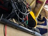 a chair with a bunch of wires on top of it