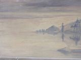 a picture of a painting of people on the beach