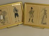 deux photos encadrées représentant des hommes et des femmes vêtus de tenues d'époque