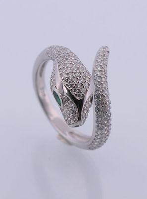 Bague Serpent ornée de petits cristaux Swarovski. - Photo 1