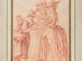 une image représentant le dessin d'une femme en robe avec un enfant