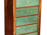 an old wooden chest of drawers with four drawers and a glass top
