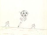 dessin représentant un footballeur avec un ballon de football en l'air