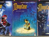 three children ' s books are lined up in a row on a shelf