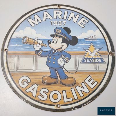 a sign that says marine gasoline on the side of a boat
