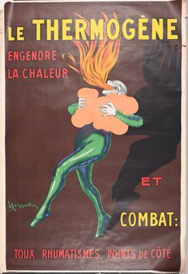 tableau représentant une femme en tailleur vert d'où jaillit une flamme dans le dos
