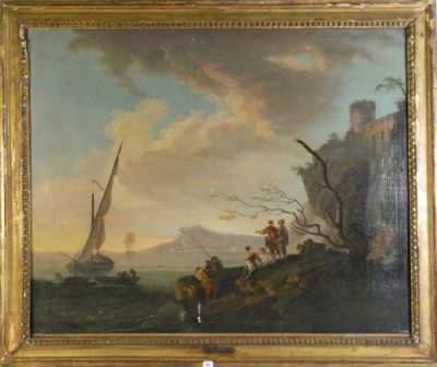 a picture of a painting of a boat in the water