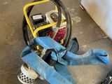 a picture of a blue and yellow machine on the ground