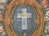 an image of a painting of a cross surrounded by flowers
