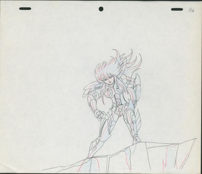 an image of a drawing of a woman standing on top of a cliff