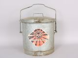 an old metal bucket with a handle on a white background