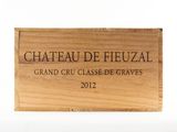 a wooden sign that says chateau de fieual grand cru classe de graves 2012